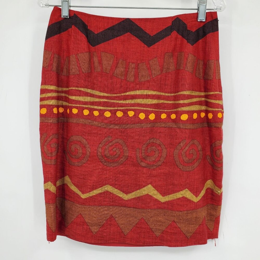 Red Patterned Single-Button Blazer Jacket - Picture 6 of 15